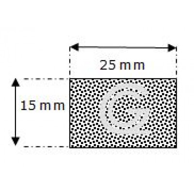 Rechthoekig mosrubber snoer | 15 x 25 mm | per meter